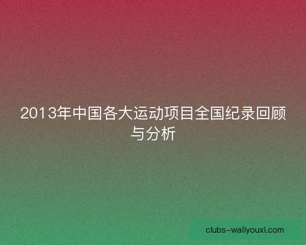 2013年中国各大运动项目全国纪录回顾与分析