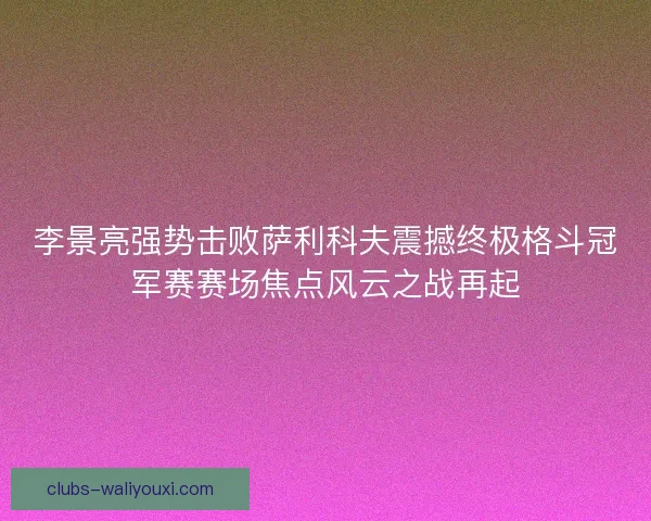 李景亮强势击败萨利科夫震撼终极格斗冠军赛赛场焦点风云之战再起